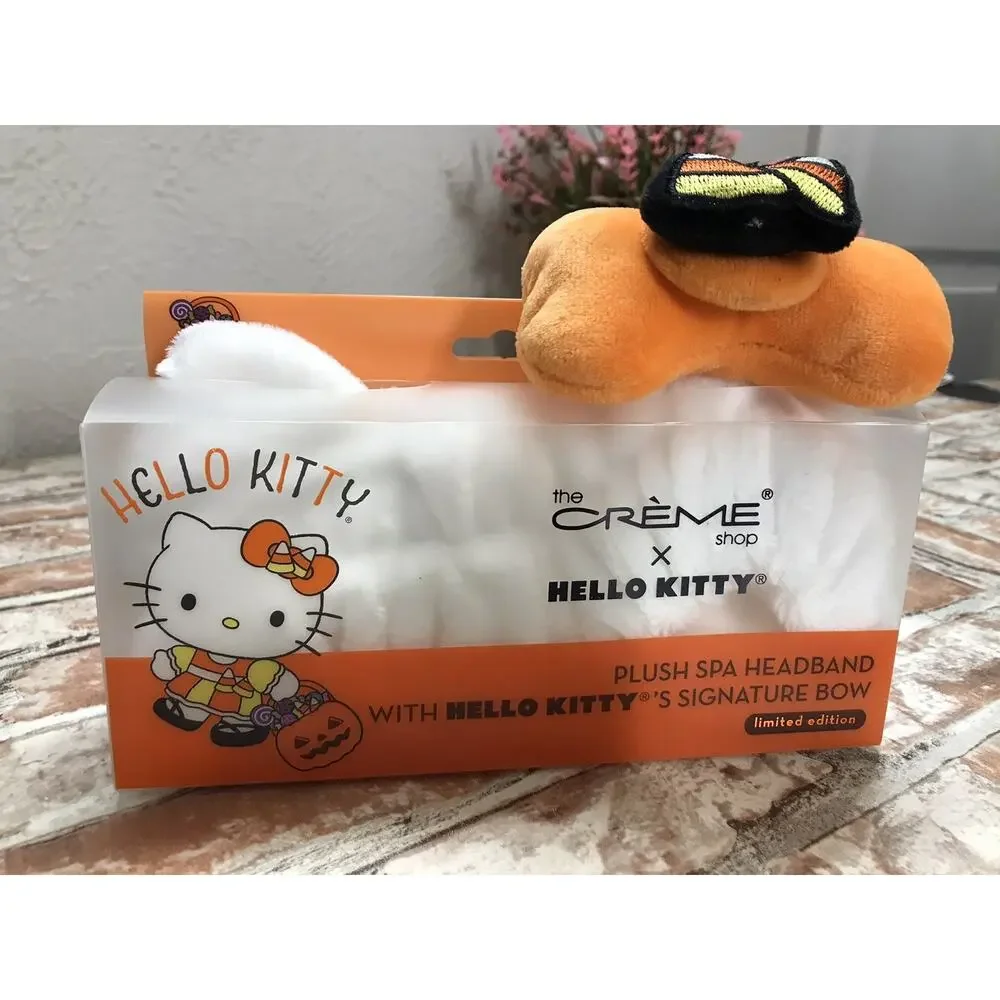 The Creme Shop Hello Kitty Halloween Plush Headband White /Orange Candy Corn Bow